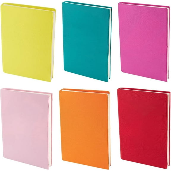 6 Colors Stretchable Book Cover Washable Reusable Large Nylon Book Sleeve Book Protector Elastic Notebook Wraps for 9 x 11 inch Hardcover Books Textbook (Yellow Green Rose Pink Orange Red)