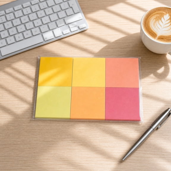 6 Colors Strong Adhesive Removable Sticky Notes Pads, Thick Ink-Proof Self-Stick Memo, Firm Stick On Curved Textured Surfaces For Home Office Task Marking Supplies