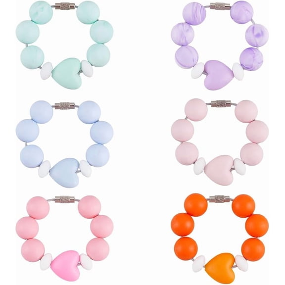 6 Colors Wine Glass Charm Silicone Drink Markers Heart Love Silicone Focal Beads Wine Marker Personalized Handle Cup Charms for Party Christmas Wedding Favors Family Gathering Supplies Multi-color