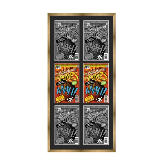 6 Comic Book Frame Gold Collage Comic Book Frame with Black Mat to Display 6 Bronze Age Comic