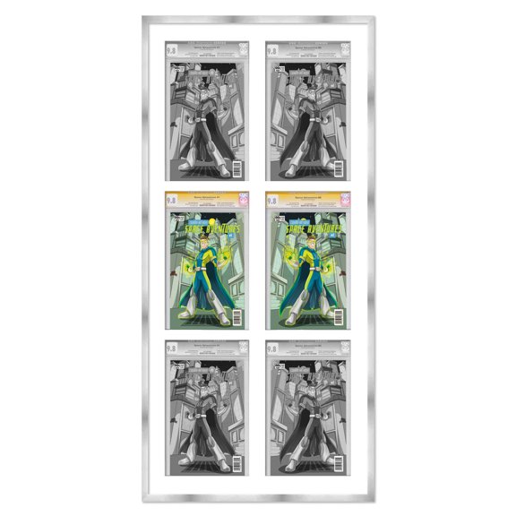 6 Comic Book Frame Silver Collage Comic Book Frame with White Mat to Display 6 Graded Comic Books