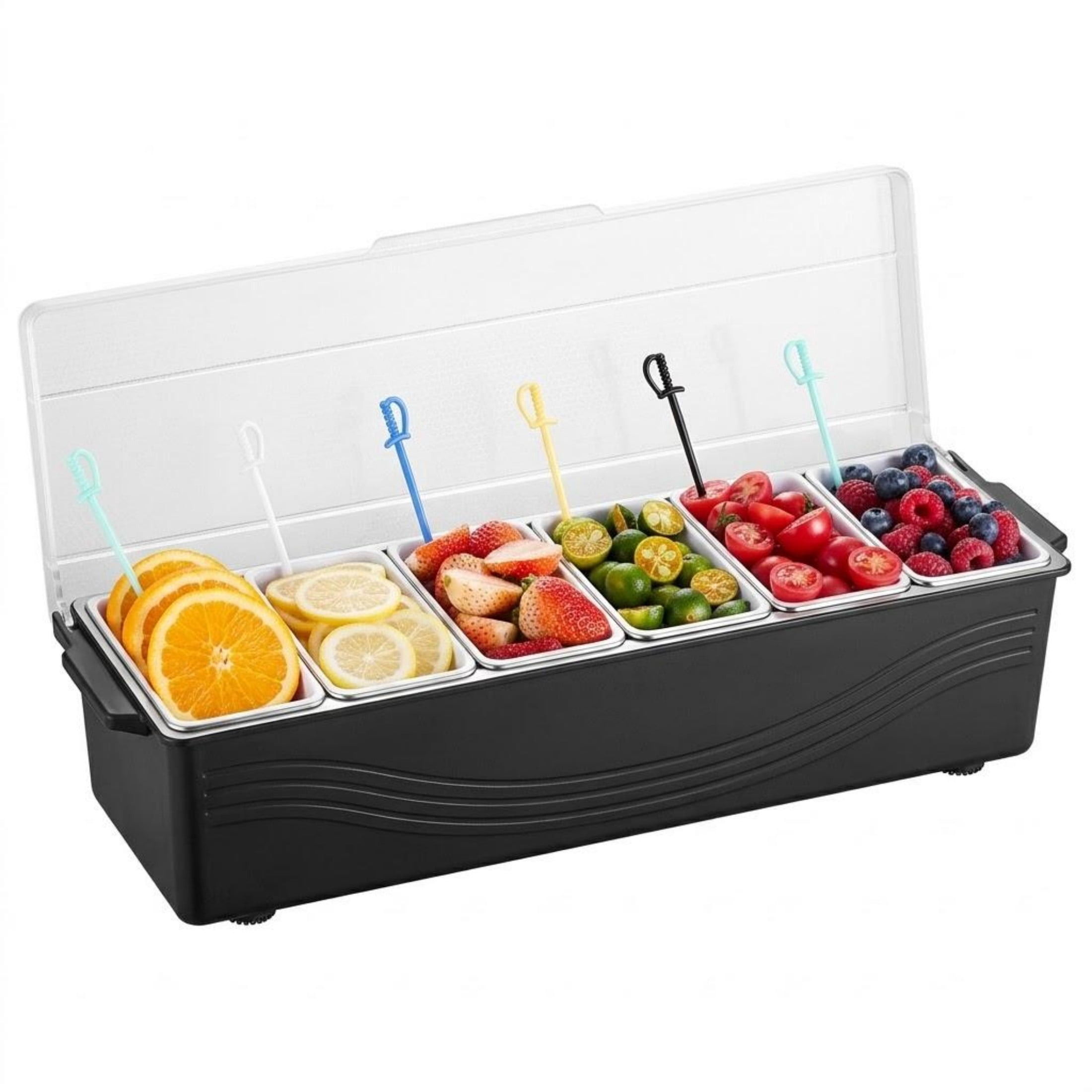6-Compartment Chilled Condiment Server, Ice Cooled Serving Container ...