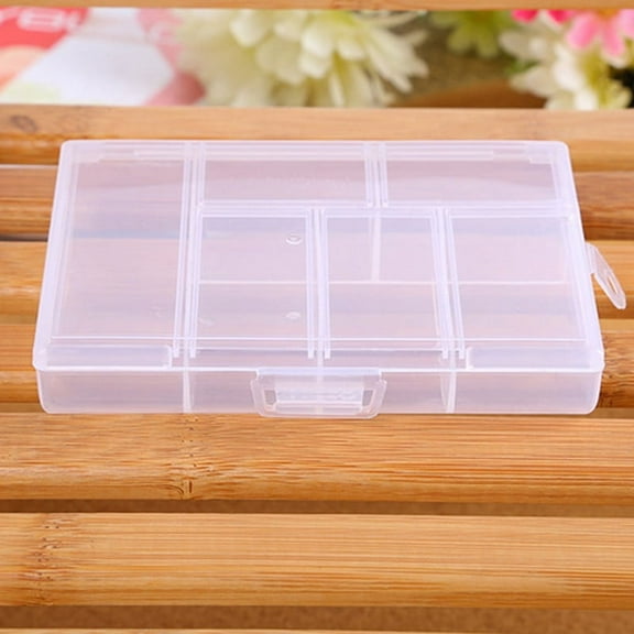 6 Compartment Clear Storage Box Organizer For Small Items, 6-Section Individual Dividers To Keep Items Separated And Visible, Stackable Lightweight Design For Home Office Travel
