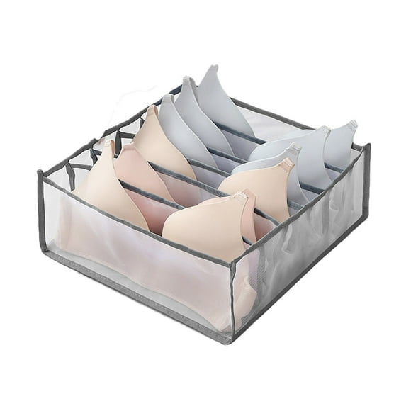 6 Compartment Drawer Organizer Box for Underwear Socks Bras Storage Closet Divider to Separate Clothing Gray