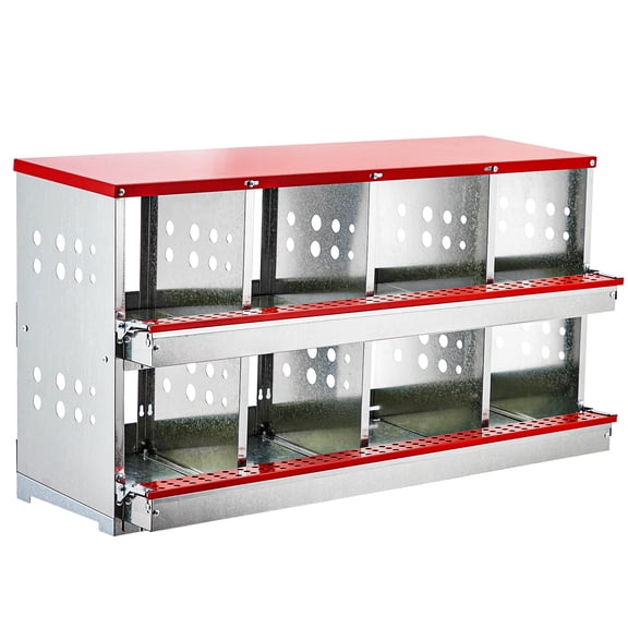 6-Compartment Metal Chicken Nesting Box – Heavy Duty Wall Mount with Perch – Ventilated, Easy to Install – Encourages Egg Collection – Ideal for Chickens, Hens, Ducks