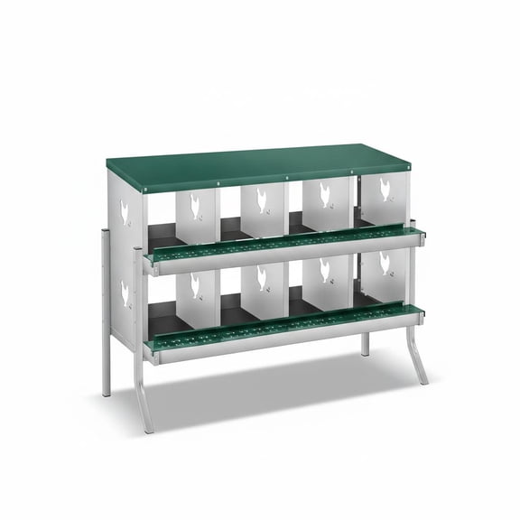 6-Compartment Metal Chicken Nesting Box with Perch Secure Lid Wall Mount or Free Standing PT6009B Dark Green
