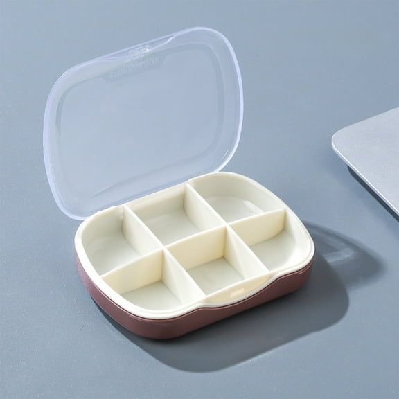 6-Compartment Portable Medication Containers, Moistureproof Sealed Pill Organizer for Travel, Compact Storage Box with Classified Compartments for Pills, Lightweight ABS Pill Case for, White