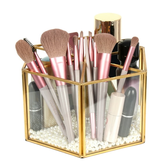 6-Compartment Rotating Makeup Brush Organizer