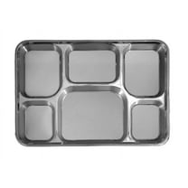 6 Compartment Silver Disposable Party Thali Plates by Poojabazar (50 Pack)