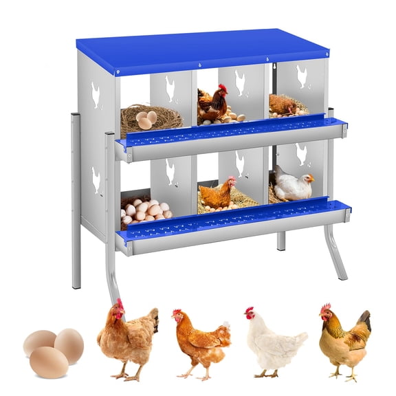 Blue Legged 6-Compartment Poultry Egg Laying Nest Box
