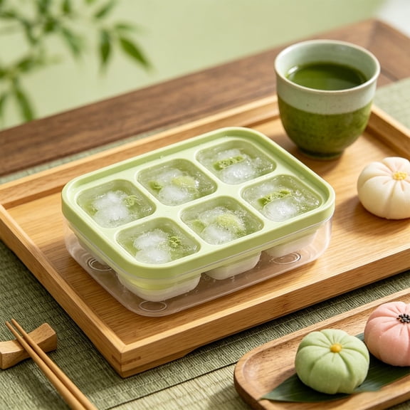 6 Compartments Ice Cube Tray with Storage Box, Reusable Ice Making Mold for Home Kitchen Freezer