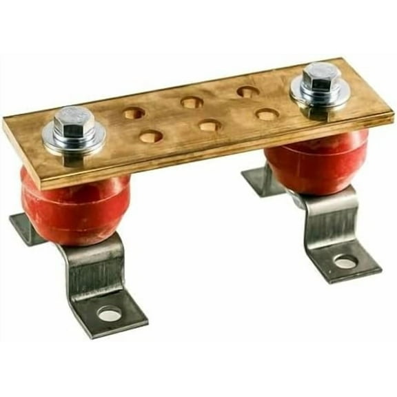 6" Copper Wall Mounted Ground Bar Kit - Electrical Ground Bar with Mounting Brackets - Copper Grounding Busbar Bar Kit with 2.5kV Insulators$$Tools & Hardware Other