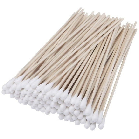 6" Cotton Swabs Wooden Handles Cotton Tipped Applicator Wood Sticks with Single Tip for Gun Cleaning,Wound Clean,Makeup,Removal Residue (700)