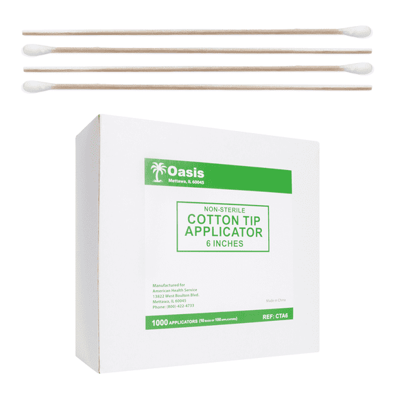 6 Cotton-Tipped Wood Applicators, 10,000 Non-Sterile Swabsticks, 100 Applicators Per Pouch, Ideal for Medication, Cleaning Skin, Medical Applications, Arts & Crafts and More
