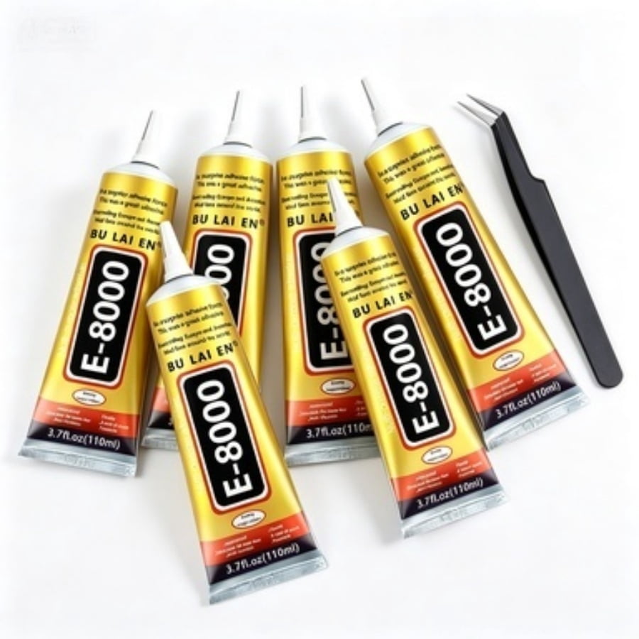 6 Count 110ml E-8000 Transparent Elastic Glue, Anti-Clog Nozzle Design, Strong Bond for Plastic, Shoes, Rhinestones, Phone Repair and Daily Craft Projects