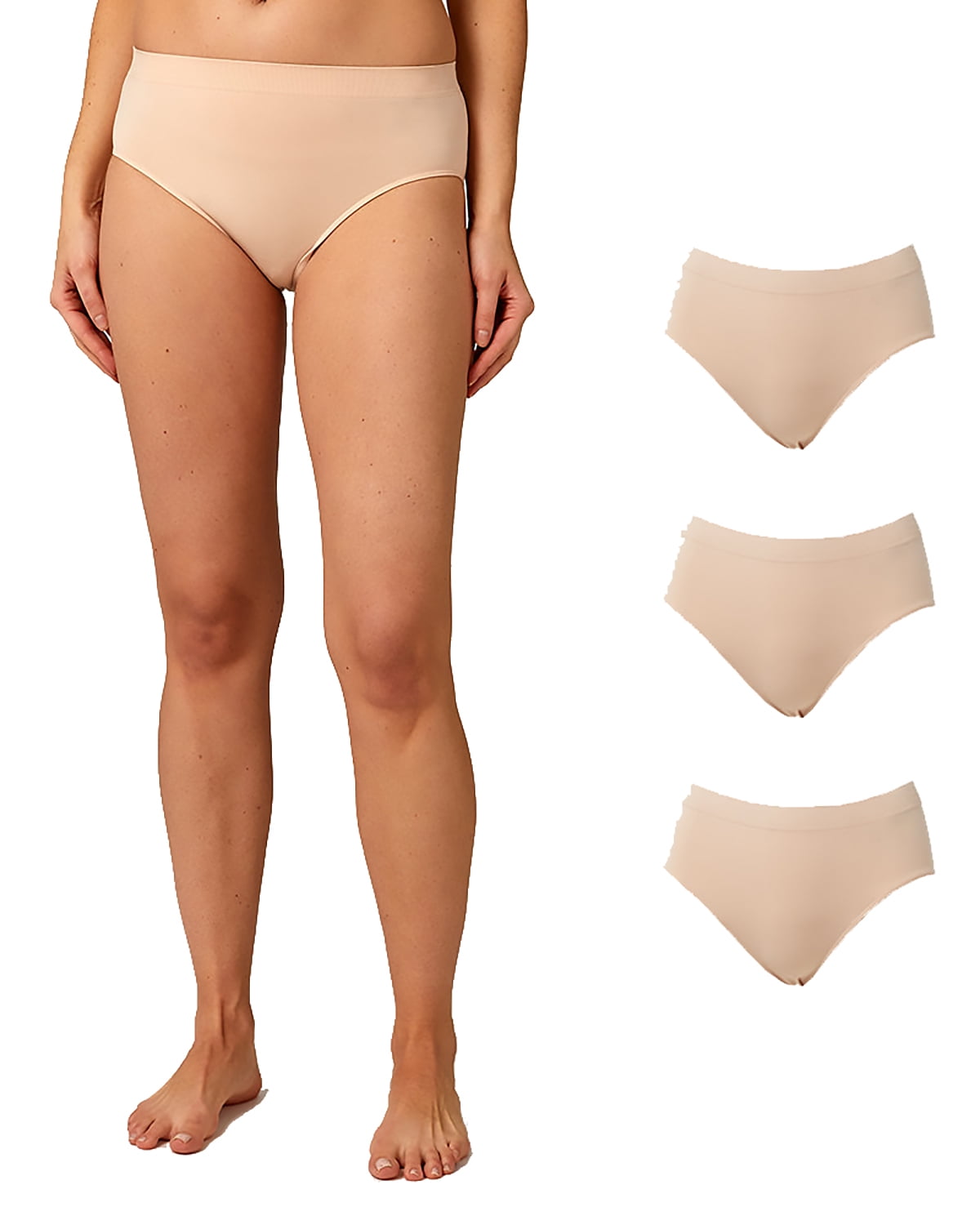 6 Count 32 Degrees Women's Seamless Stretch Comfort Briefs