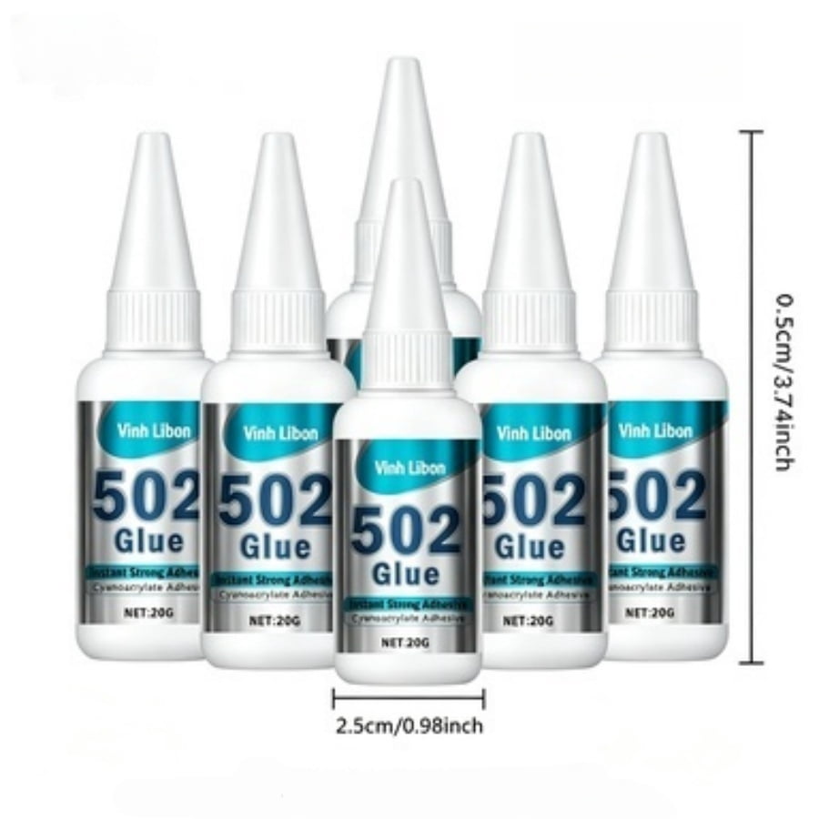 6 Count 502 Instant Strong Super Glue, Transparent Non-Flammable Liquid Adhesive, Quick Fix Multipurpose Glue for Daily Crafts and Small Parts Bonding