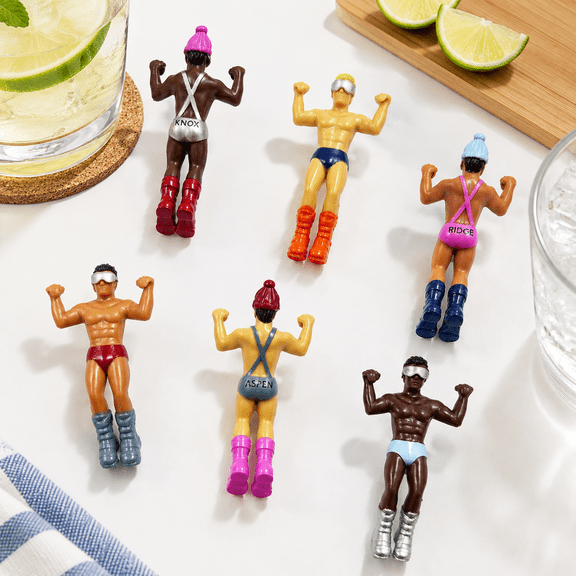 6 Count Apres Ski Glass Markers & Stemware Charms for Winter Cocktail Parties