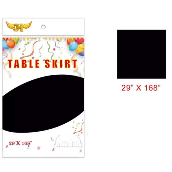 6 Count Black Table Skirt 108" x 54"Party