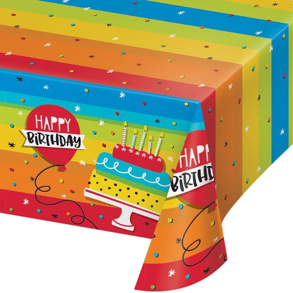 6/Case Bulk Rainbow Cake Plastic Table Covers