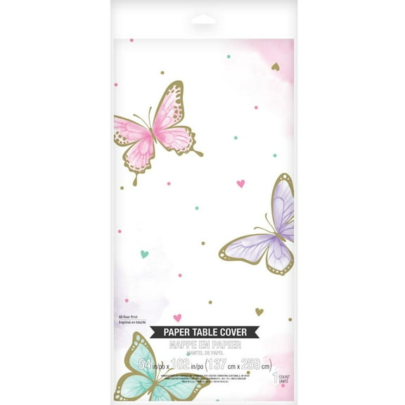 6 Count Bulk Pack Shimmering Butterfly Paper Table Covers