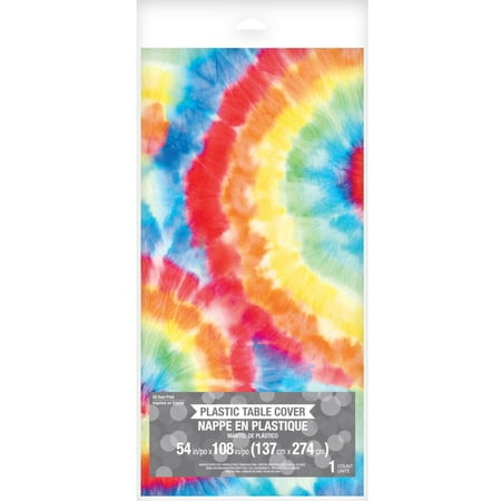 6 Count Bulk Pack Tie Dye Swirl Plastic Table Covers