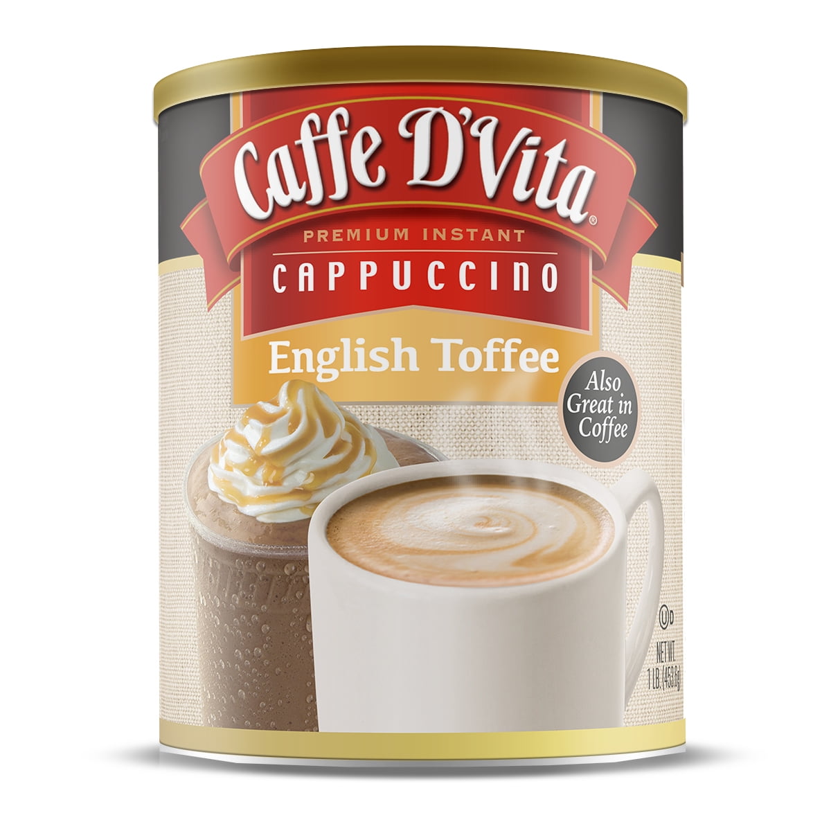 (6 Count) Caffe D'Vita English Toffee Cappuccino, 16oz Canisters