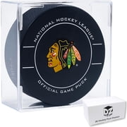 6 Count Display Zone Hockey Puck Display Case - Fits Official Size Ice Hockey Puck - Holder Stand