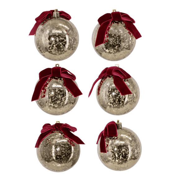 6-Count Gold Mercury-Style Shatterproof Christmas Ornaments, 3"