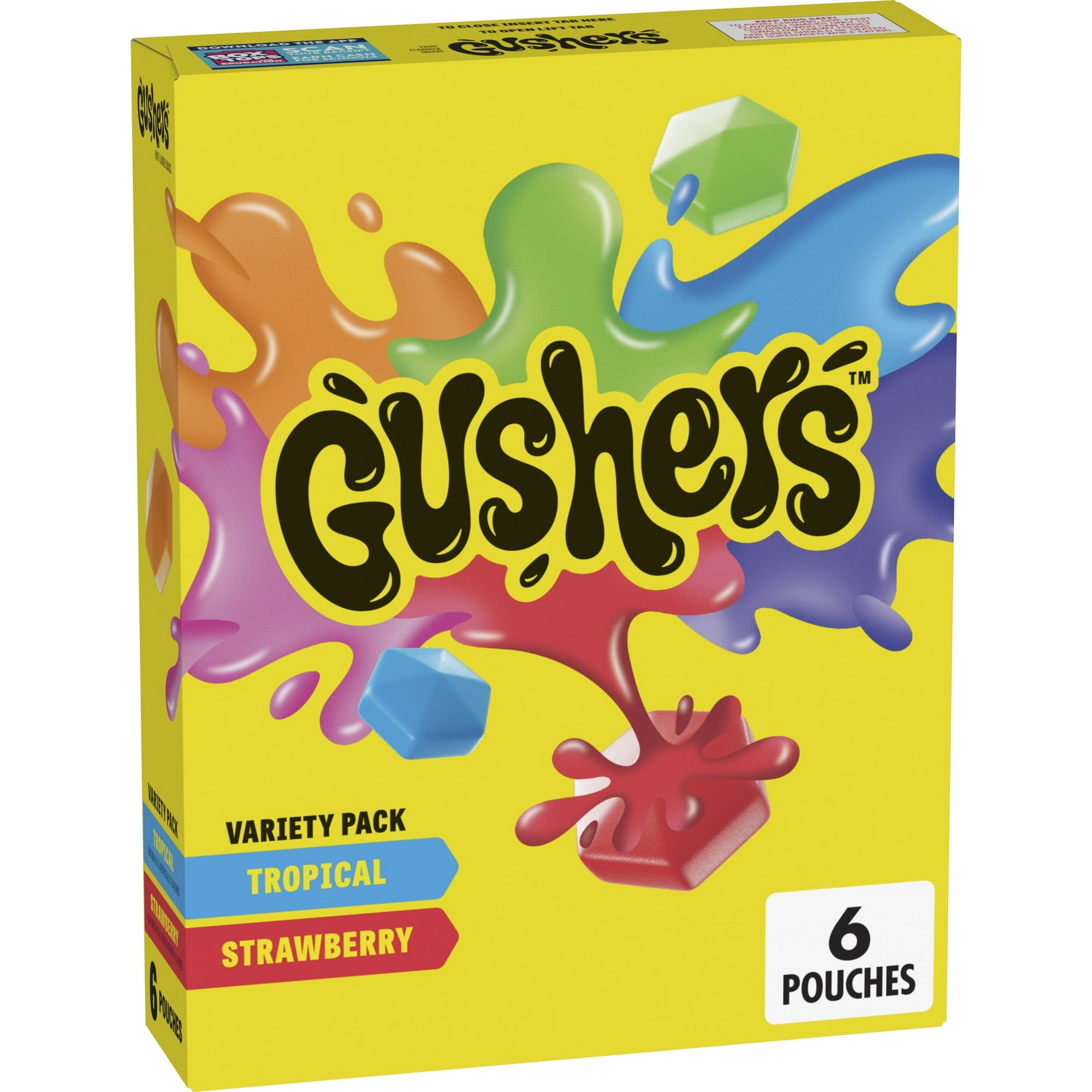 6 Count Gushers Fruit Flavored Snacks Variety Pack, Tropical and Strawberry Flavors 4.8 oz
