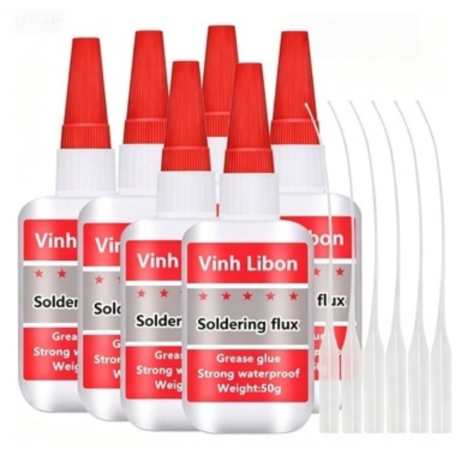 6 Count High Strength Oily Welding Super Adhesive Glue Kit, 50ml Clear Soldering Flux Glue, Fast Curing Waterproof Heavy Duty Multi-Material Repair Glue
