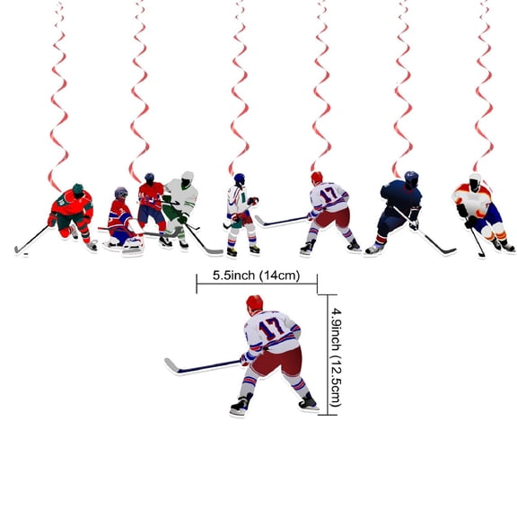 6 Count Ice Hockey Hanging Swirl Decorations, Vibrant Player Themed Ceiling Streamers, Festive Party Supplies For Birthday, Holiday Game Day Celebrations, Home & Indoor Venue