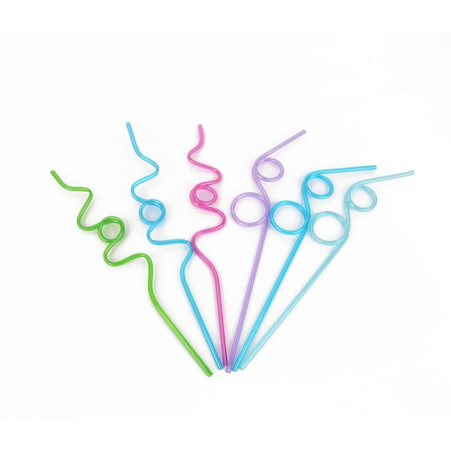 6 Count Loopy Straws, Assorted Colors, Reusable Plastic Crazy Loop Straws for Birthday Party or Classroom Activities
