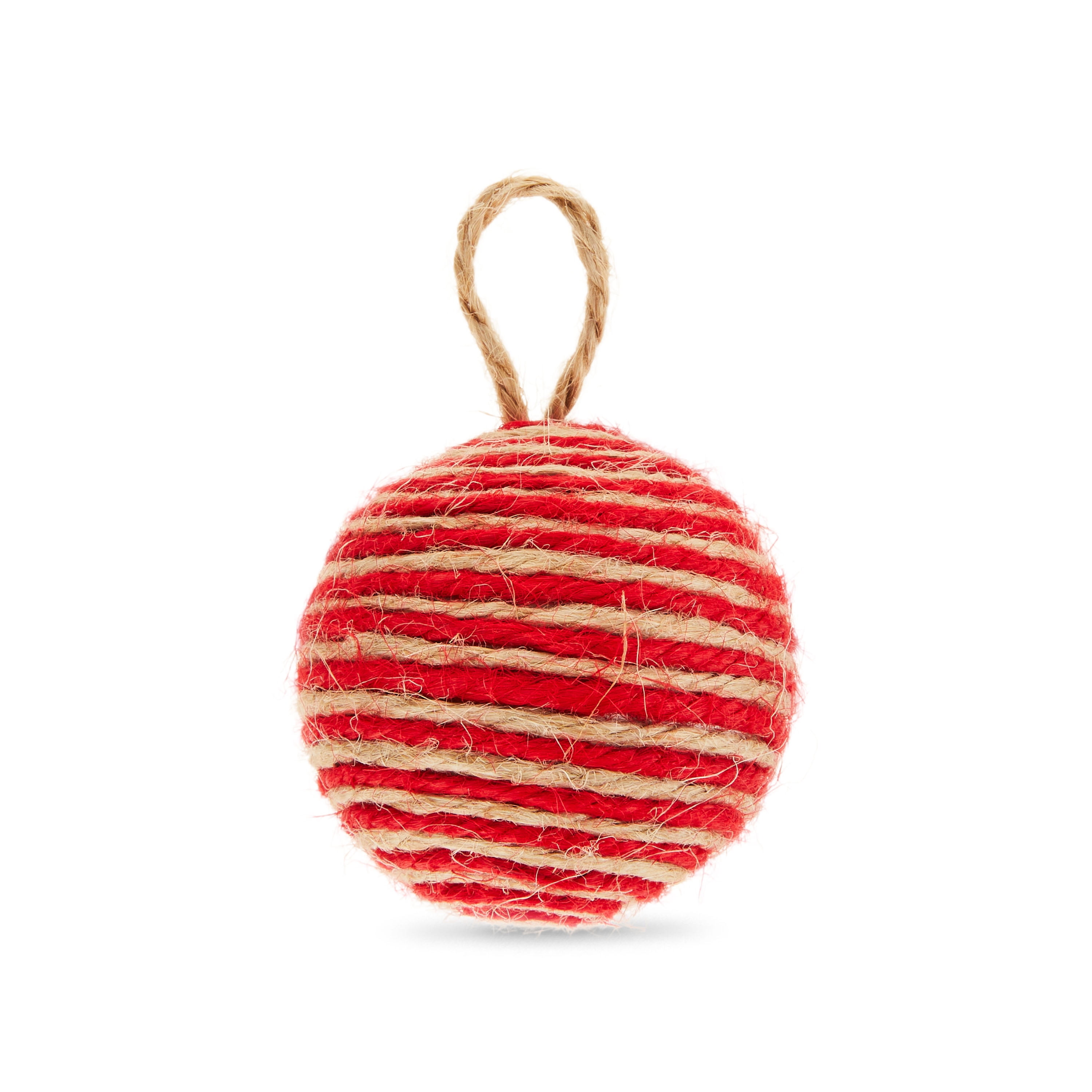 6 Count Red and Natural Twine Ball Christmas Ornament, by Holiday Time