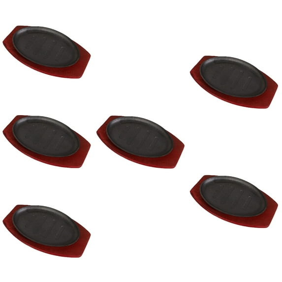 6 Count Sizzling Beef Skillet Griddle Pan Grill Plate Steak Fry