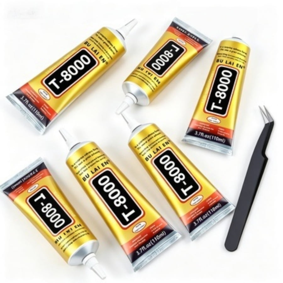 6 Count Upgrade T-8000 3.88oz Transparent Elastic Adhesive, Waterproof Flexible Glue for Phone Screen, Shoes, Rhinestone Crafts, Glass Frame and Multi-Surface Repair