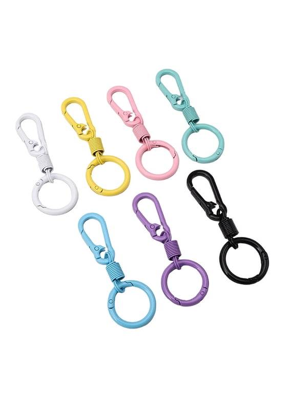 6 Counts Keychain Clips with O Rings, Quick Release Metal Keychain, Small Carabiner Clip for Keys Car keychain Random Color