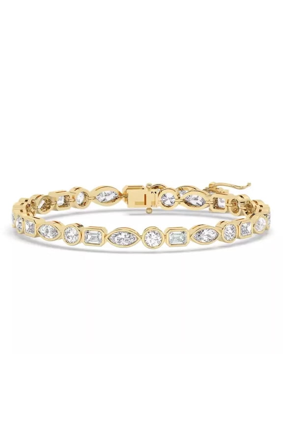 6 Ct Marquise-Cut Simulated Diamond Tennis Link Bracelet 14K Yellow Gold-Plated Sterling Silver