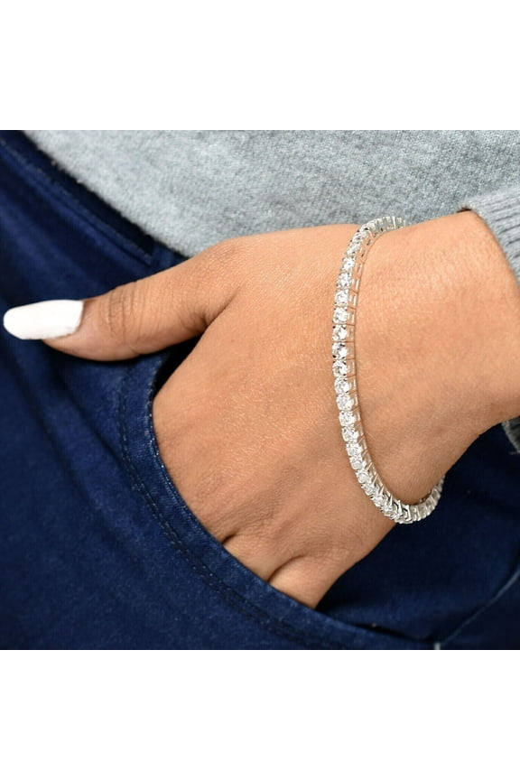 6 Ct Round Cut Lab Created Diamond Tennis Women's Bracelet 14k White Gold Plated 7 INCH