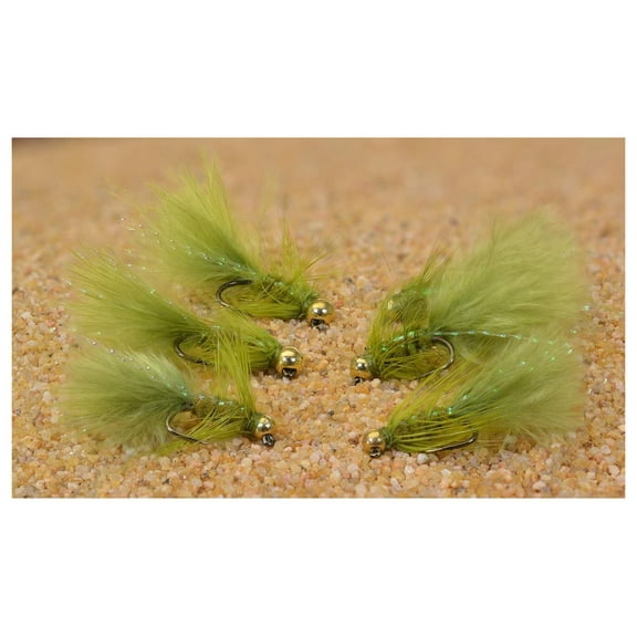 6 Ct - Tungsten Micro Olive Wooly Bugger Jig Head Fly - Euro Nymph - Hanak Hook Assortment