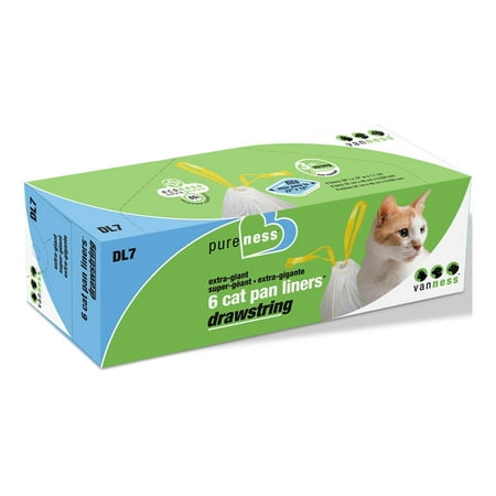 (6 Ct) XL Van Ness Drawstring Cat Litter Pan Liner