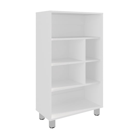 6 Cubbie Storage Cabinet for Small Office, 40 Inch Tall White Shelf Base Cabinet with 4 Shelves