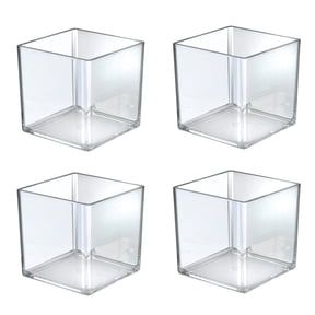 6" Deluxe Clear Acrylic Square Cube Bin for Counter, 4-Pack