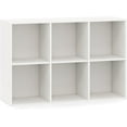 thumbnail image 1 of 6 Cube Bookcase, Horizontal Bookshelf with 6 Open Cubes, Wood Bookshelves & Bookcases, Modern Display Shelf, Bookshelf for Bedroom, Living Room, Kids Rooms, Study (White, 6 Cubes), 1 of 9