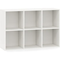 6 Cube Bookcase, Horizontal Bookshelf with 6 Open Cubes, Wood Bookshelves & Bookcases, Modern Display Shelf, Bookshelf for Bedroom, Living Room, Kids Rooms, Study (White, 6 Cubes)