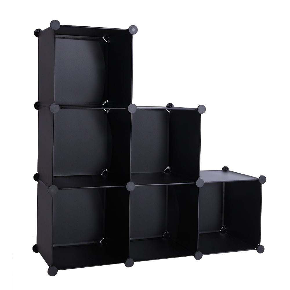 Black 6-Cube Modular Storage Organizer for Books