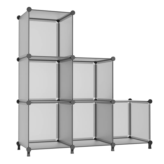 6 Cube Grey Plastic Stackable Shelving Unit for Bedroom Home Closet Organization