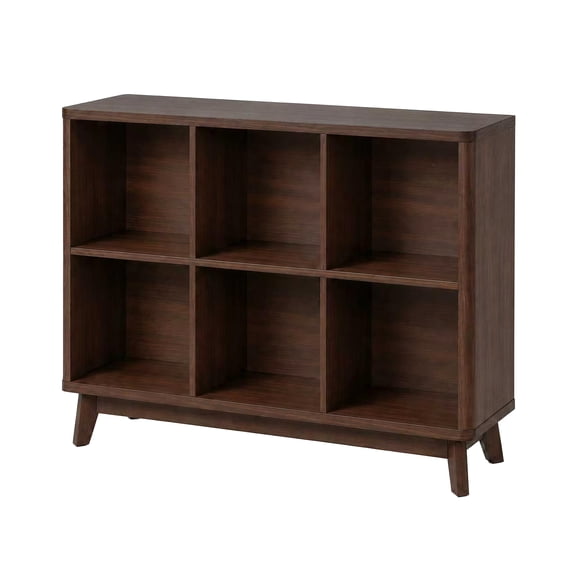 6-Cube Horizontal Storage Organizer Bookshelf, 40" Wide, Brown Finish