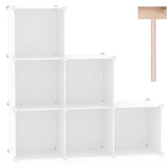 6-Cube Modular Shelving Units Milky Portable DIY Home Storage
