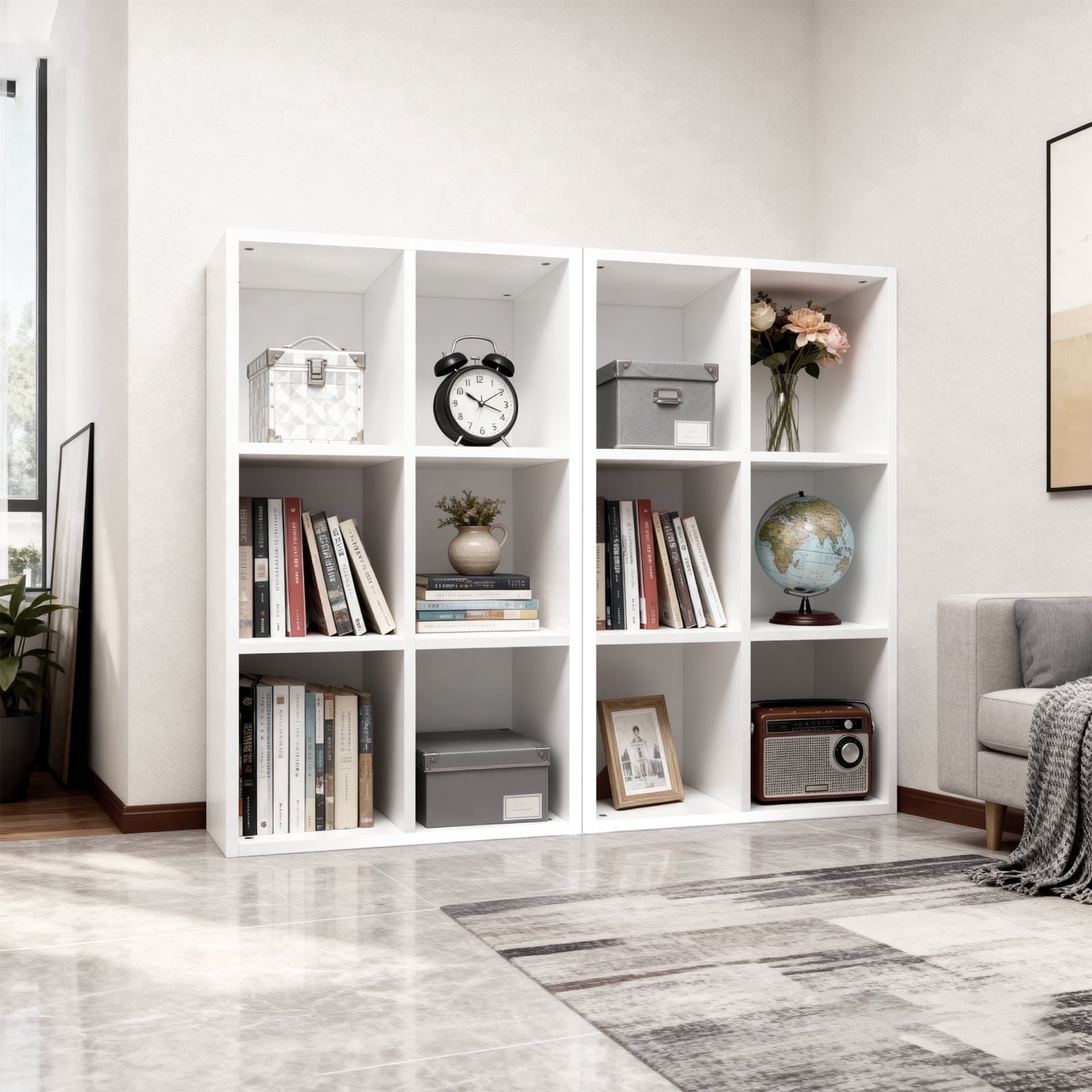2PCS 6-Cube Storage Organizer | Open Cubby Shelving Unit Bookcase for Home Office, Bedroom, Closet & Display Storage White